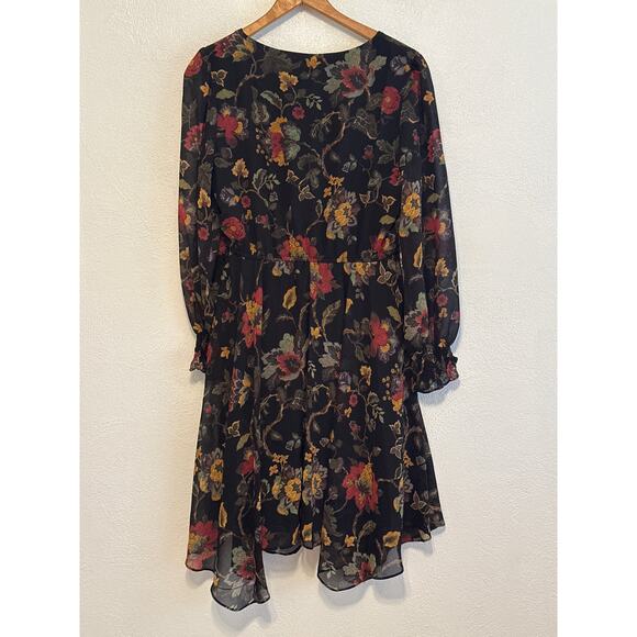 Madison Tara Dress 6 Sheer Fall Floral Lined Handkerchief Hem Fairy Whimsigoth - Picture 7 of 16